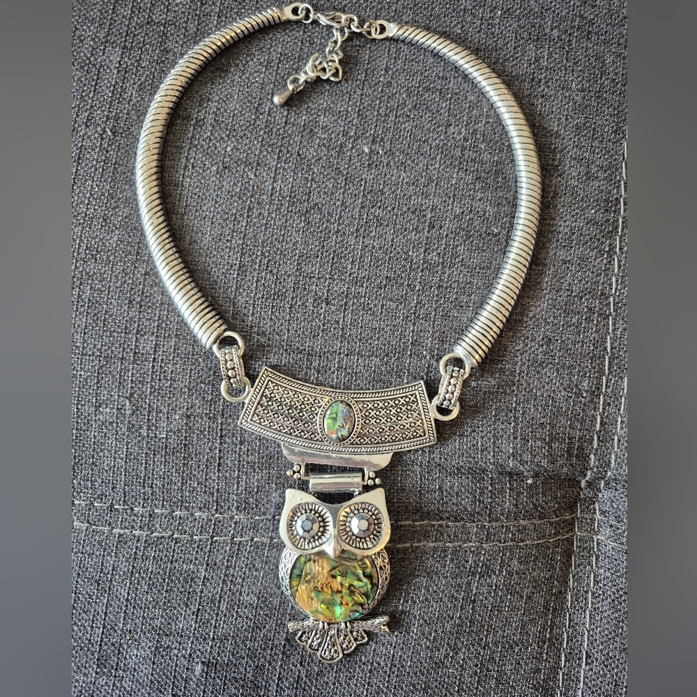 Silver and Gold Owl Pendant Necklace